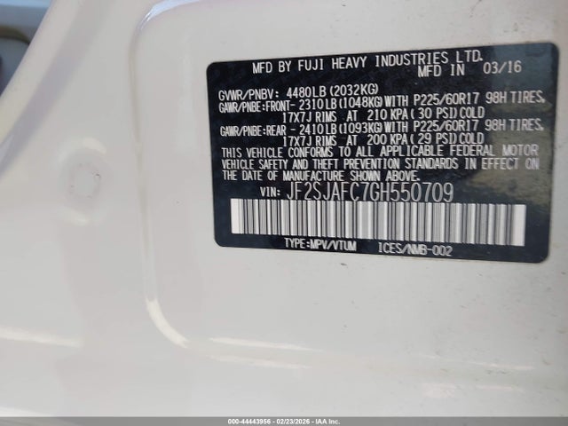 2016 SUBARU FORESTER JF2SJAFC7GH550709 Photo 8
