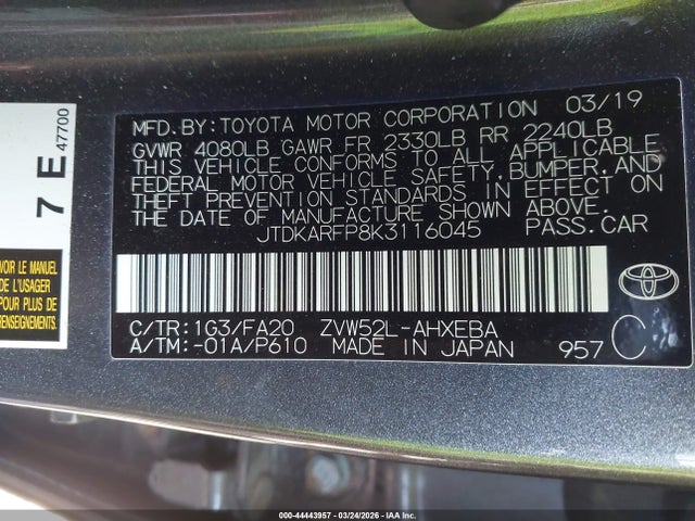 2019 TOYOTA PRIUS PRIME JTDKARFP8K3116045 Photo 8