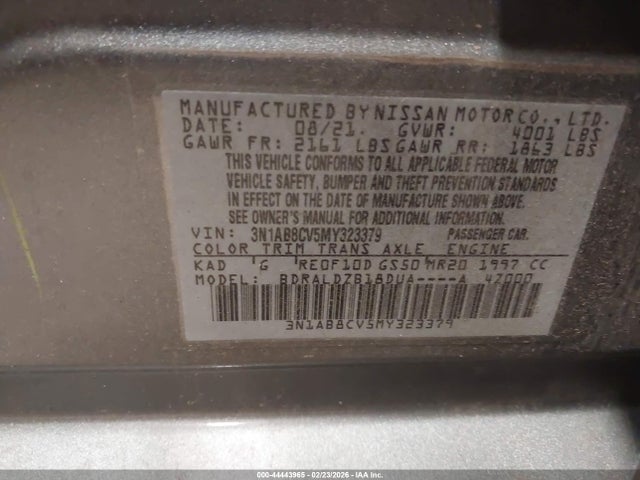Aukcja sprzedaży 2021 Nissan Sentra Sv Xtronic Cvt, vin: 3N1AB8CV5MY323379, numer aukcji: 44443965