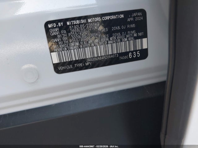 2024 MITSUBISHI OUTLANDER JA4J3VA84RZ064073 Photo 8