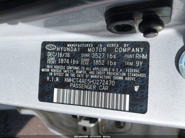KMHCT4AE5HU272470 Hyundai ACCENT SE