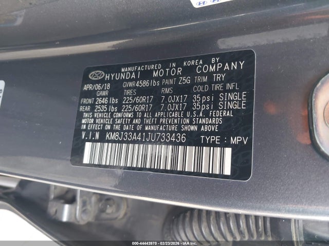 KM8J33A41JU733436 Hyundai TUCSON SEL