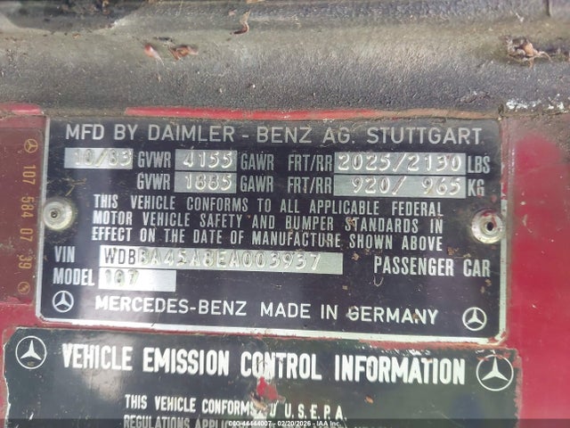 1984 MERCEDES-BENZ 380 WDBBA45A8EA003937 Photo 8