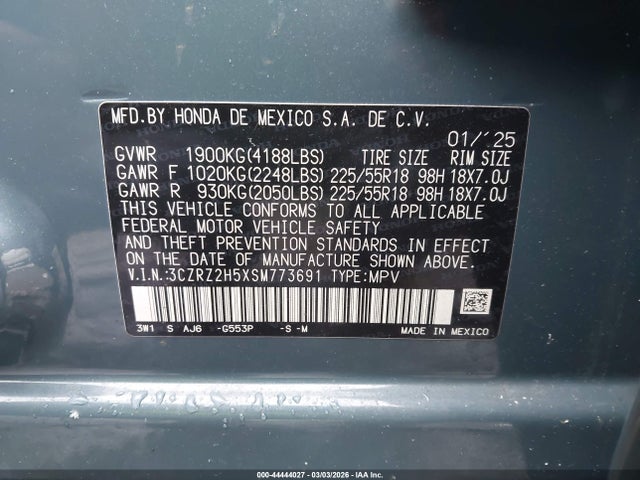 Aukcja sprzedaży 2025 Honda Hr-v Awd Sport, vin: 3CZRZ2H5XSM773691, numer aukcji: 44444027