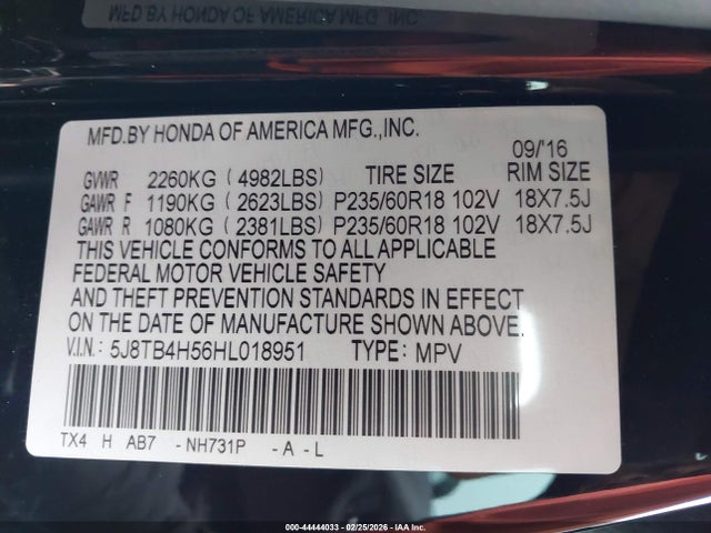 5J8TB4H56HL018951 Acura Rdx Technology Acurawatch Plus Packages/w/technology Package