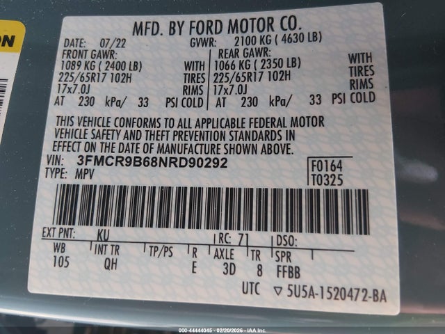 2022 FORD BRONCO SPORT 3FMCR9B68NRD90292 Photo 8