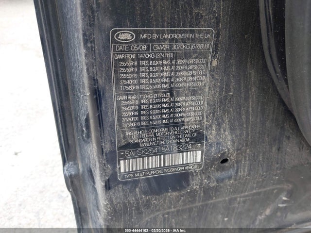 2008 LAND ROVER RANGE ROVER SPORT SALSK25418A183224 Photo 8