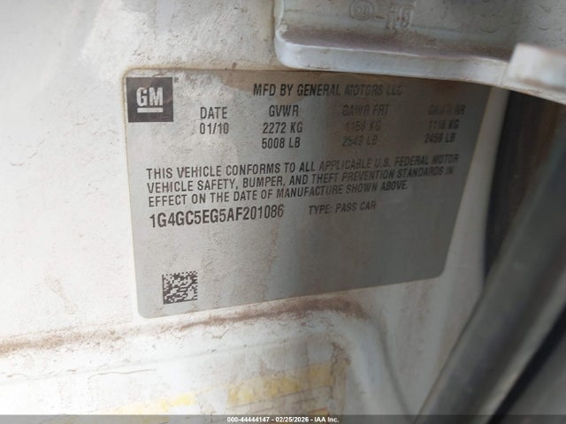 Aukcja sprzedaży 2010 Buick Lacrosse Cxl, vin: 1G4GC5EG5AF201086, numer aukcji: 44444147