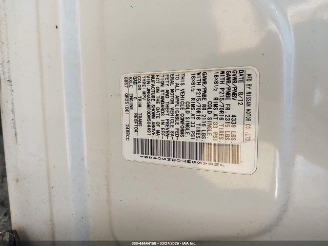 44444158 :رقم المزاد ، JN8AS5MT0DW504491 vin ، 2013 Nissan Rogue S مزاد بيع