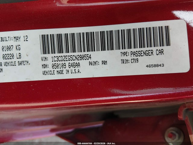 Продажа на аукционе авто 2012 Dodge Avenger Sxt Plus, vin: 1C3CDZEG5CN280554, номер лота: 44444164