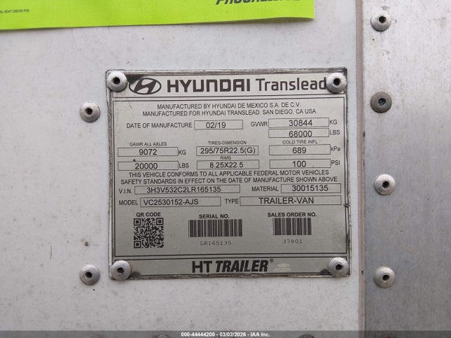 Aukcja sprzedaży 2020 Hyundai Translead Inc Unknown, vin: 3H3V532C2LR165135, numer aukcji: 44444200