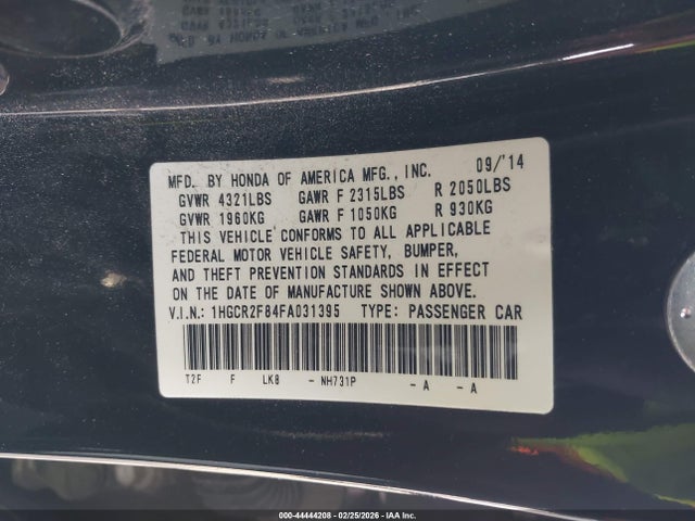 Honda Accord Ex-l 2015 1HGCR2F84FA031395 Image 9