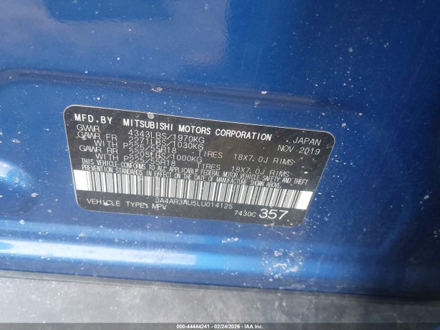 2020 MITSUBISHI OUTLANDER SPORT JA4AR3AU5LU014125 Photo 8