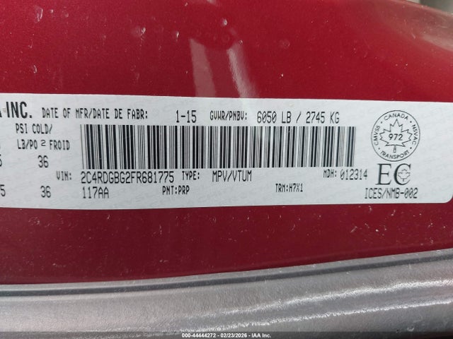 Продажа на аукционе авто 2015 Dodge Grand Caravan Se/sxt, vin: 2C4RDGBG2FR681775, номер лота: 44444272