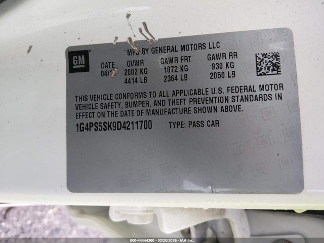 44444300 :رقم المزاد ، 1G4PS5SK9D4211700 vin ، 2013 Buick Verano Leather Group مزاد بيع