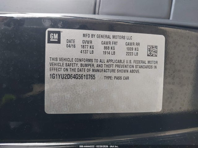 2016 CHEVROLET CORVETTE 1G1YU2D64G5610765 Photo 8