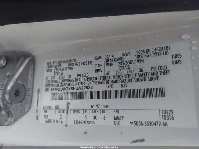 2015 FORD ESCAPE 1FMCU0GX8FUA22622 Photo 8