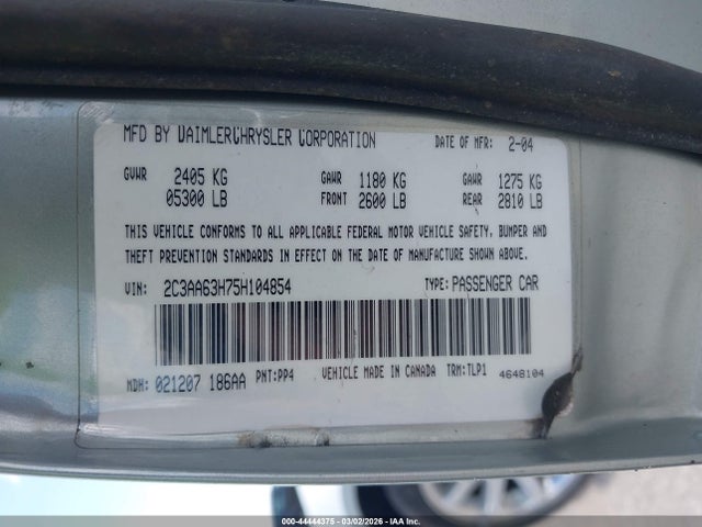 2005 CHRYSLER 300C 2C3AA63H75H104854 Photo 8