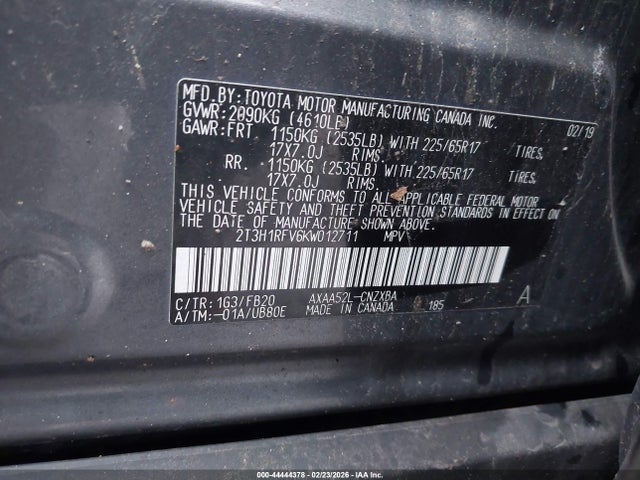 Toyota RAV4 LE 2019 2T3H1RFV6KW012711 Image 9