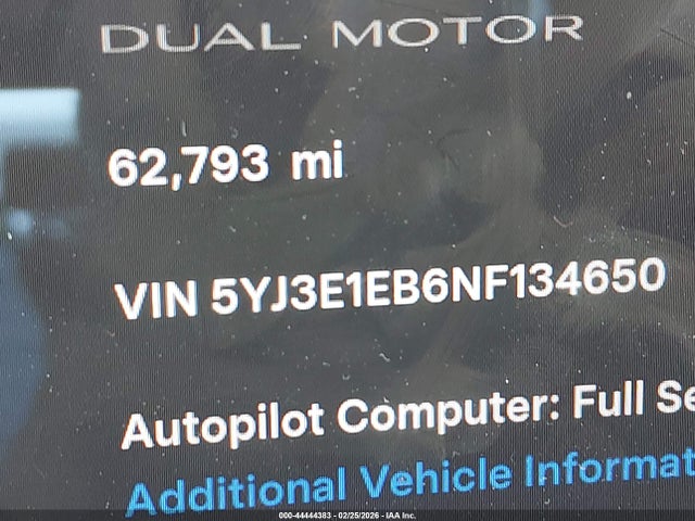 Продаж на аукціоні авто 2022 Tesla Model 3 Long Range Dual Motor All-wheel Drive, vin: 5YJ3E1EB6NF134650, номер лоту: 44444383