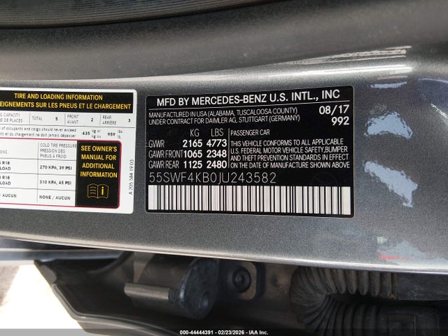 55SWF4KB0JU243582 Mercedes-Benz C 300 4matic