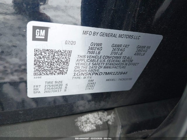 1GNSKPKD7MR122844 Chevrolet Tahoe 4wd Z71