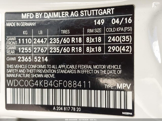 WDC0G4KB4GF088411 Mercedes-Benz Glc 300 4matic