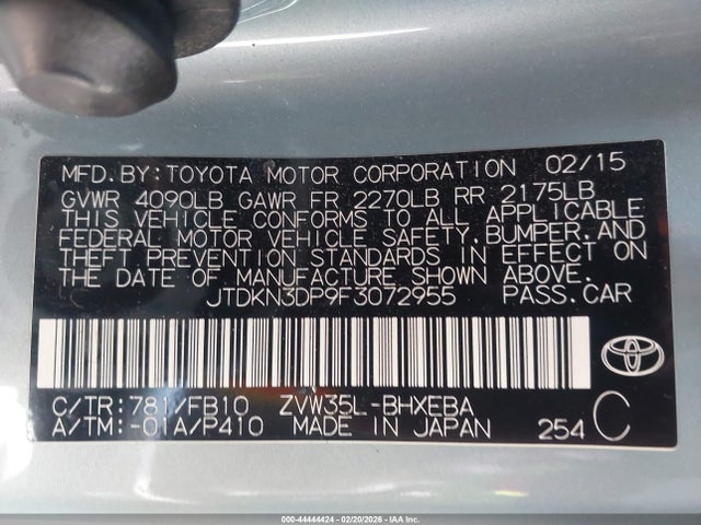 Toyota PRIUS PLUG-IN 2015 JTDKN3DP9F3072955 Image 9