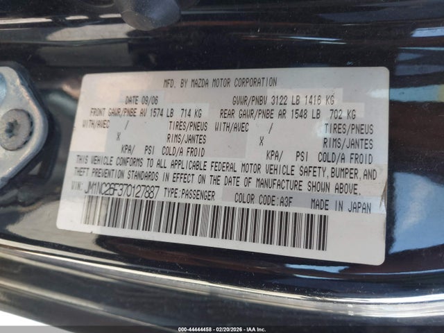 Aukcja sprzedaży 2007 Mazda Mx-5 Grand Touring, vin: JM1NC26F370127887, numer aukcji: 44444458