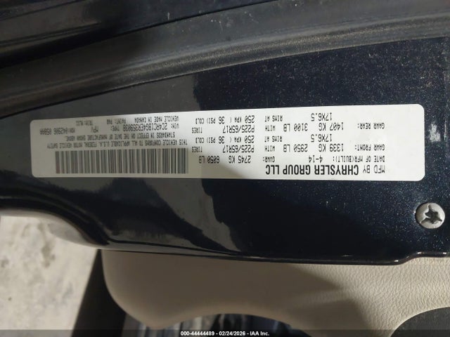 2014 Chrysler Town & Country Touring მანქანა იყიდება აუქციონზე, vin: 2C4RC1BG4ER359038, აუქციონის ნომერი: 44444489