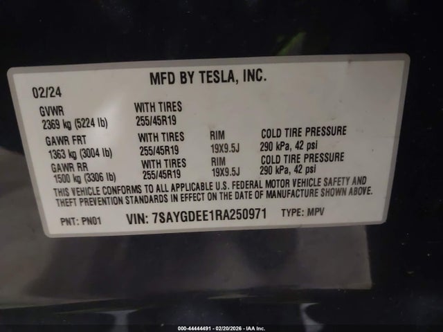 7SAYGDEE1RA250971 Tesla Model Y Long Range Dual Motor All-wheel Drive