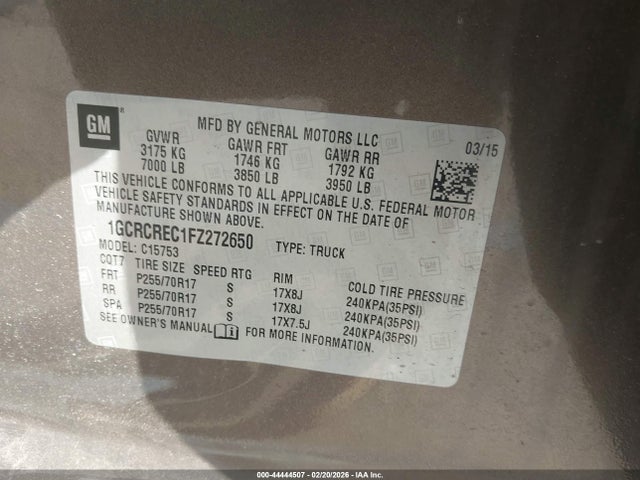 1GCRCREC1FZ272650 Chevrolet Silverado 1500 1lt