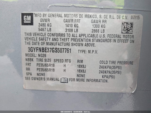 2016 CADILLAC SRX 3GYFNBE37GS507761 Photo 8