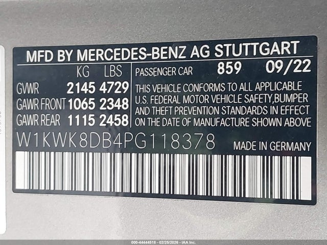 Продажа на аукционе авто 2023 Mercedes-benz C 300 Cabriolet, vin: W1KWK8DB4PG118378, номер лота: 44444518