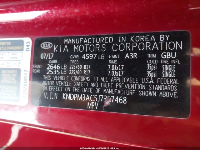 Aukcja sprzedaży 2018 Kia Sportage Lx, vin: KNDPM3AC5J7357468, numer aukcji: 44444544