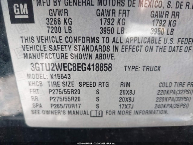 3GTU2WEC8EG418858 GMC Sierra 1500 Denali