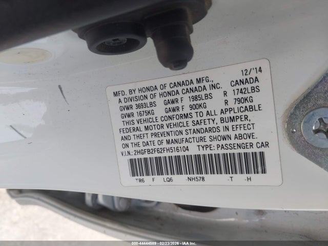 Honda Civic Hf 2015 2HGFB2F62FH516104 Image 9