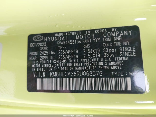 Aukcja sprzedaży 2024 Hyundai Kona Limited, vin: KM8HECA36RU068576, numer aukcji: 44444626