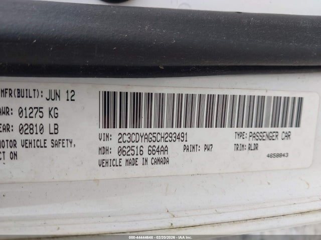 2012 DODGE CHALLENGER 2C3CDYAG5CH293491 Photo 8