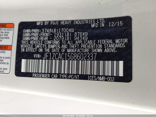 2016 SUBARU BRZ JF1ZCAC15G8602337 Photo 8