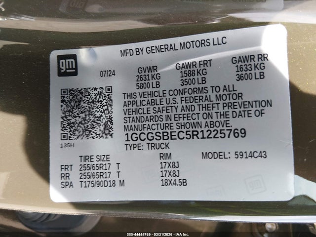 1GCGSBEC5R1225769 Chevrolet Colorado 2wd Wt