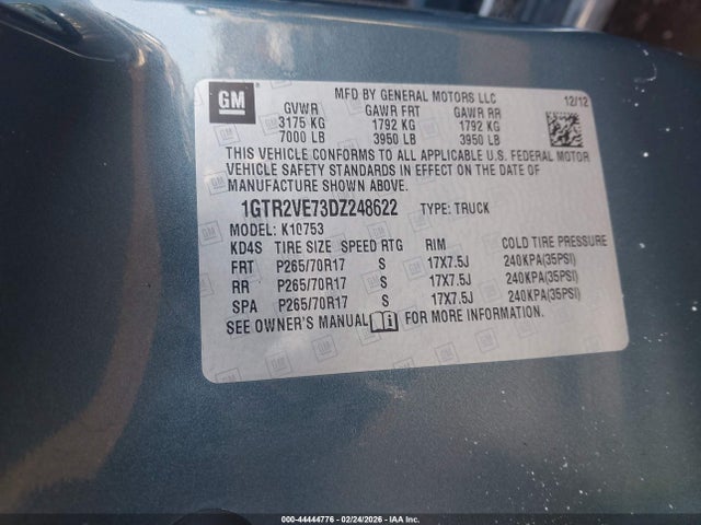 Aukcja sprzedaży 2013 Gmc Sierra 1500 Sle, vin: 1GTR2VE73DZ248622, numer aukcji: 44444776