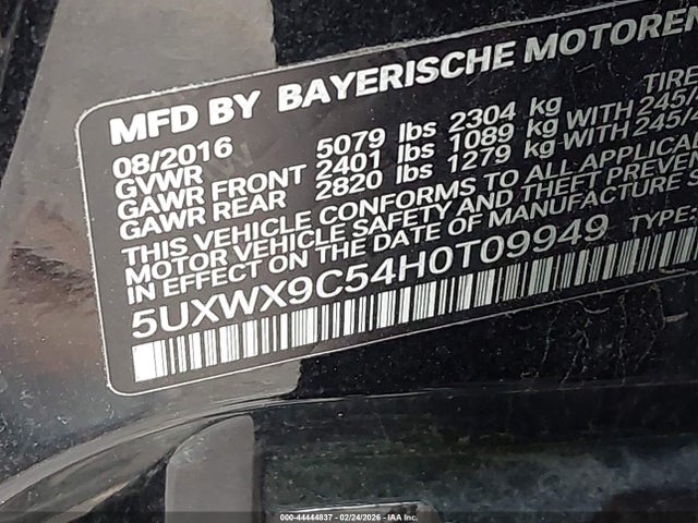 Продаж на аукціоні авто 2017 Bmw X3 Xdrive28i, vin: 5UXWX9C54H0T09949, номер лоту: 44444837