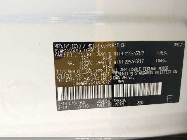 JTMMWRFV3PD207072 Toyota Rav4 Hybrid Le