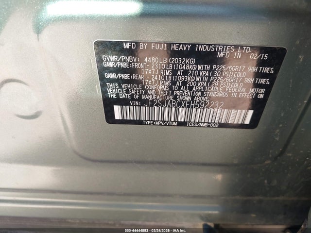 JF2SJABCXFH592232 Subaru Forester 2.5i