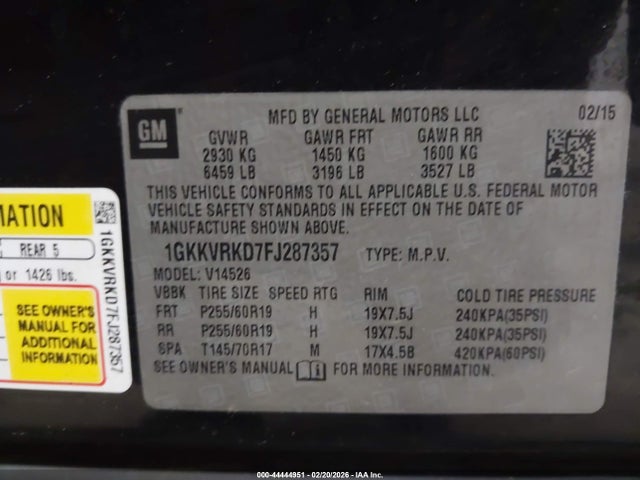 GMC Acadia Slt-1 2015 1GKKVRKD7FJ287357 Image 9
