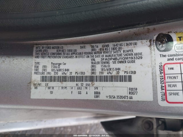 2016 FORD FIESTA 3FADP4BJ1GM193329 Photo 8