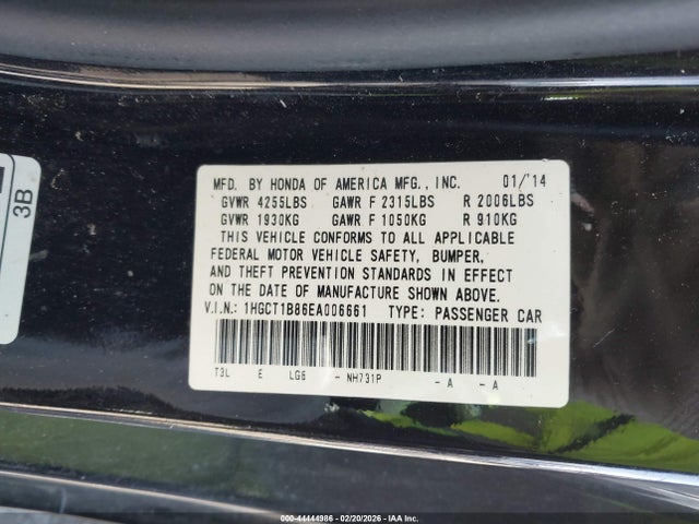 1HGCT1B86EA006661 Honda Accord Ex-l