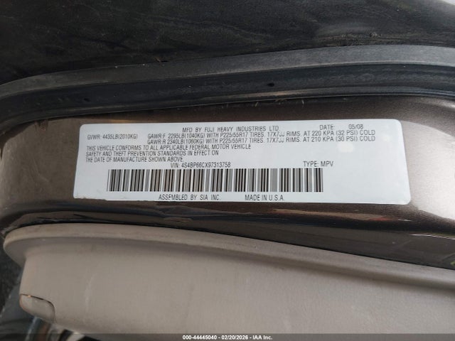 2009 Subaru Outback 2.5i Limited მანქანა იყიდება აუქციონზე, vin: 4S4BP66CX97313758, აუქციონის ნომერი: 44445040