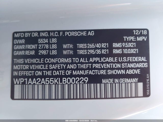 2019 PORSCHE MACAN WP1AA2A55KLB00229 Photo 8